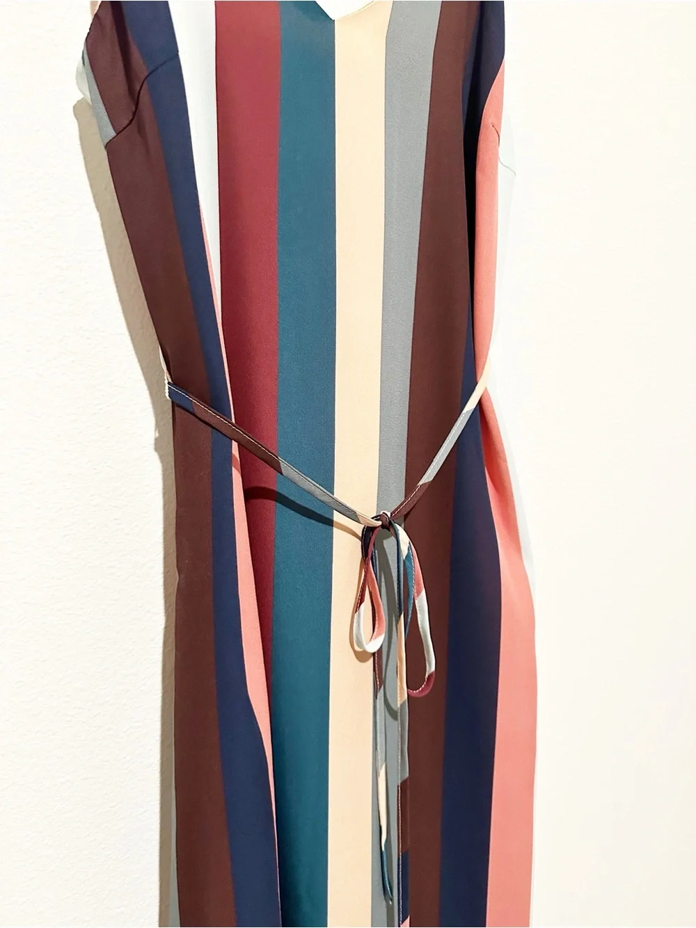Lulus Erina Mauve Multi Stripe Belted Midi Slip Dress - Medium - Picture 6 of 9